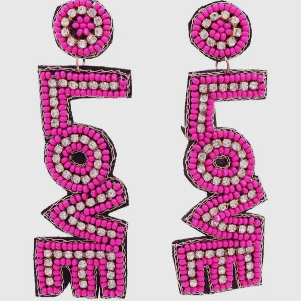 Beaded LOVE Drop Earrings